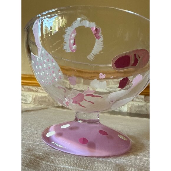 Hand Painted Lolita "Ballerina Swirl" Ice Cream Bowl Dish Pink - Picture 5 of 12